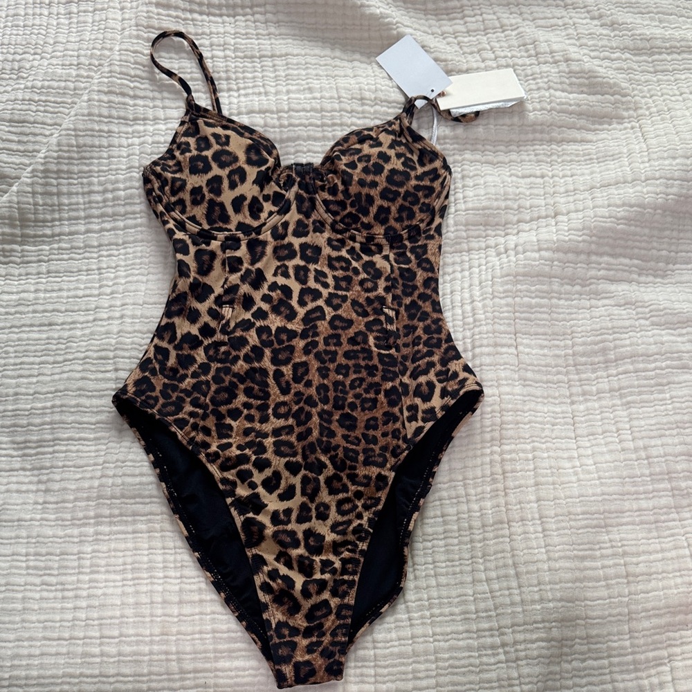 Good American Leopard Print One Piece Swimsuit